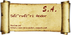 Sárvári Andor névjegykártya