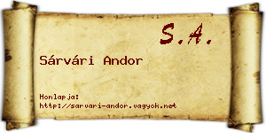 Sárvári Andor névjegykártya